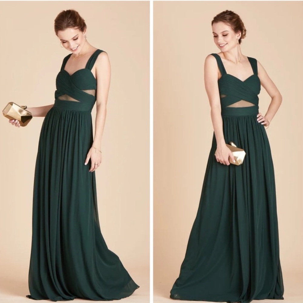 Birdy Grey Elsye emerald green mesh detail bridesmaid maxi dress Size XS